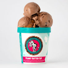 Load image into Gallery viewer, Smooth chocolate ice cream brimming with mouthwatering peanut butter ripples and rich peanut butter cups.