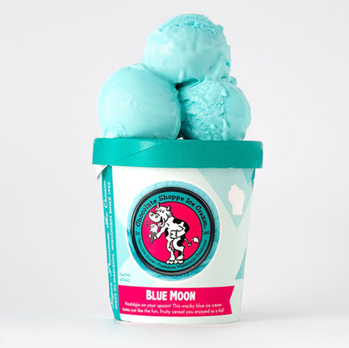 Blue Moon ice cream is a signature, whimsical blue with a recognizable, but secret, recipe. Maybe hints of lemon, maybe marshmallow, maybe the milk at the bottom of your Froot Loops bowl, most certainly what you should add to your ice cream box.