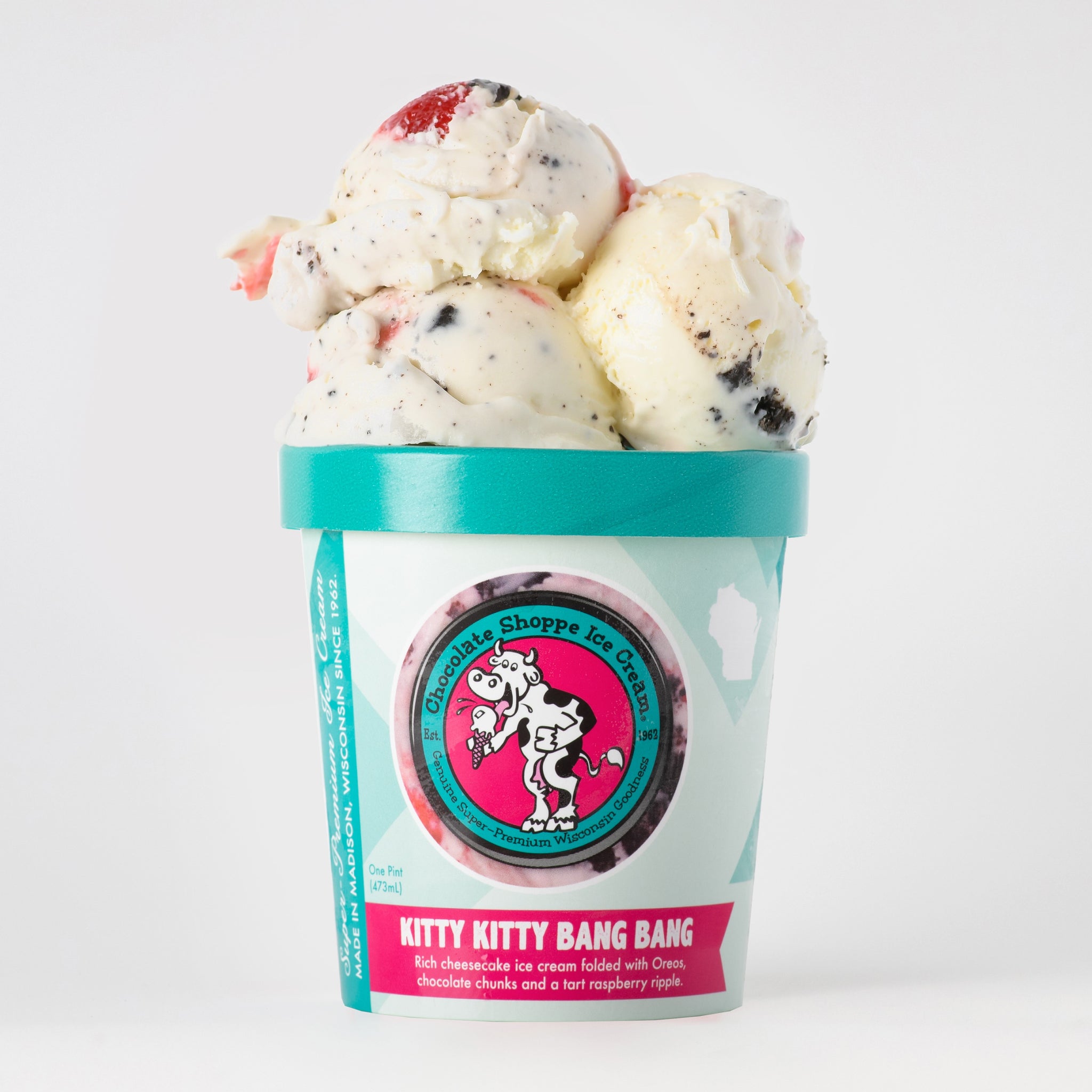 Kitty Kitty Bang Bang Ice Cream Pint – Chocolate Shoppe Ice Cream